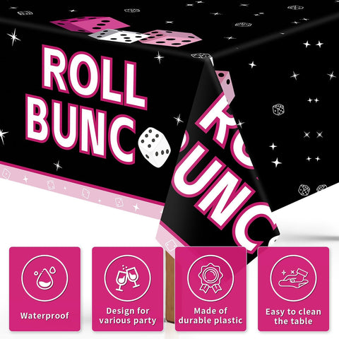 3Pcs Pink and Black Dice Game Party Tablecloth - Grencian