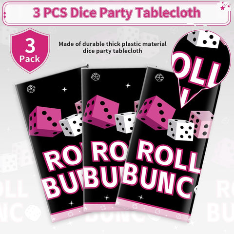 3Pcs Pink and Black Dice Game Party Tablecloth - Grencian