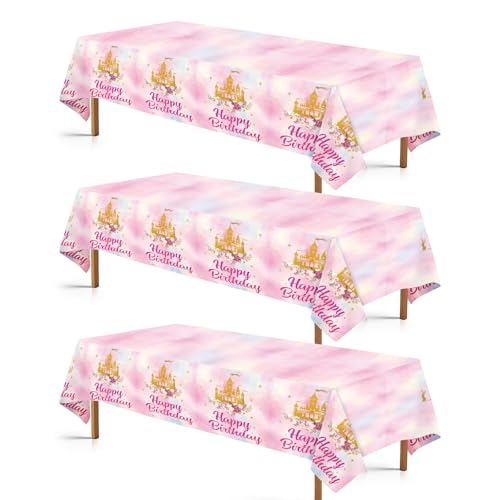 3Pcs Princess Castle Birthday Party Tablecloth - Grencian