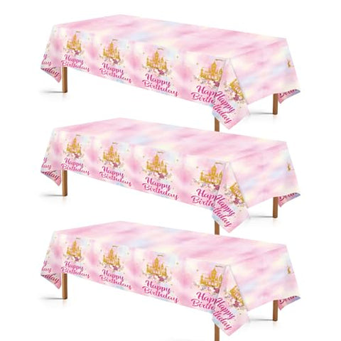 3Pcs Princess Castle Birthday Party Tablecloth - Grencian