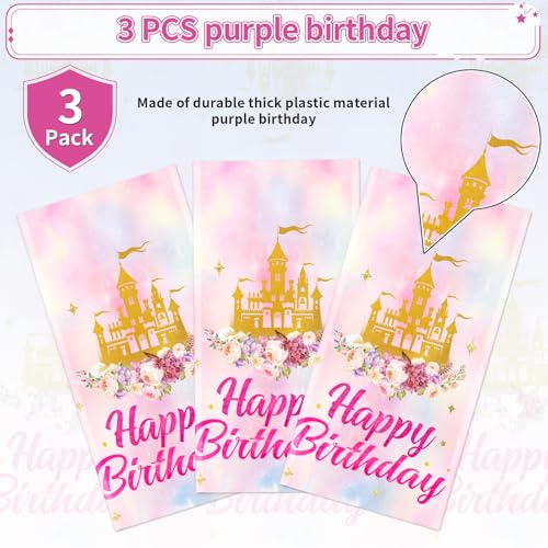 3Pcs Princess Castle Birthday Party Tablecloth - Grencian