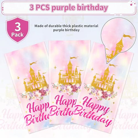3Pcs Princess Castle Birthday Party Tablecloth - Grencian