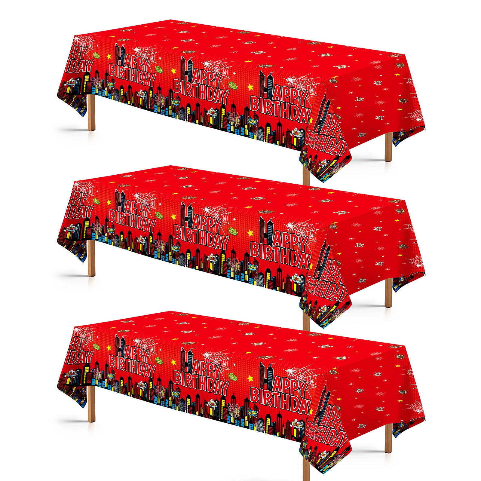 3Pcs Red Spider Birthday Party Tablecloth - Grencian