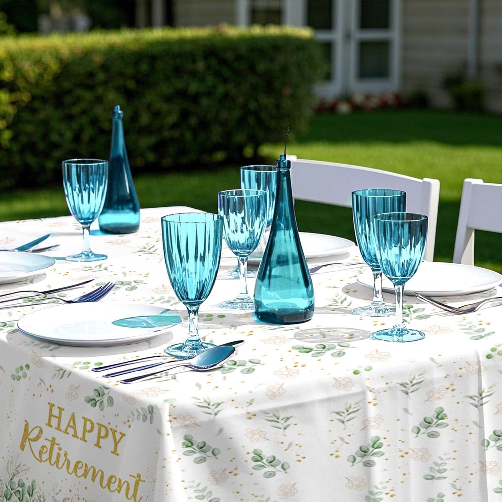 3Pcs Sage Green Retirement Party Tablecloth - Grencian