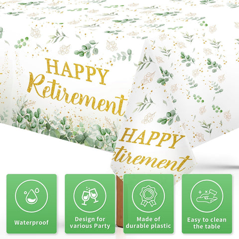 3Pcs Sage Green Retirement Party Tablecloth - Grencian