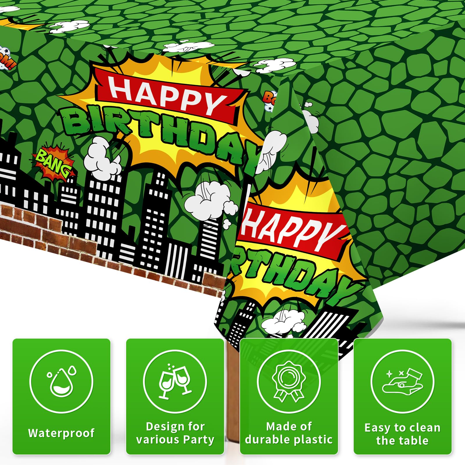 3Pcs Turtle Birthday Party Tablecloth - Grencian