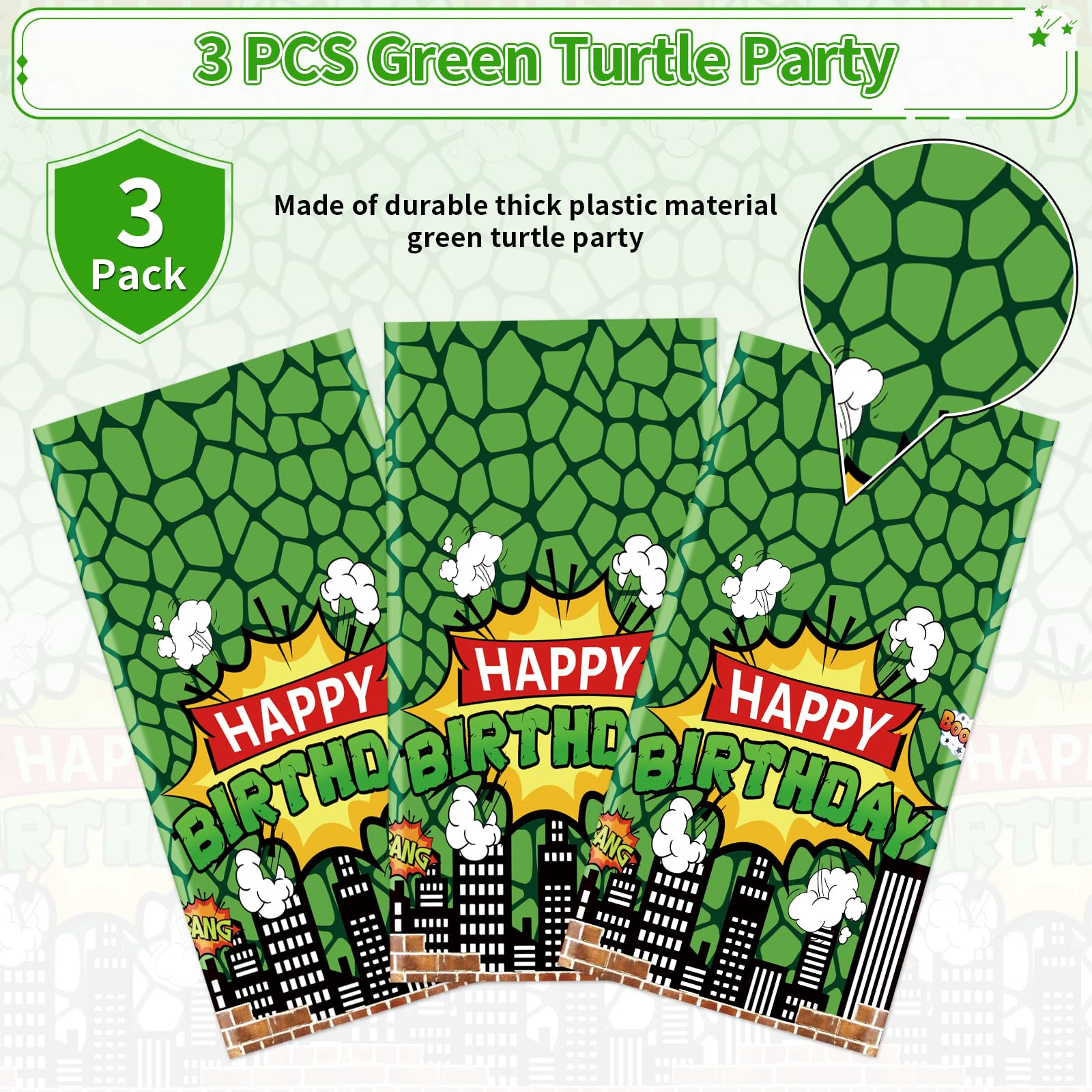 3Pcs Turtle Birthday Party Tablecloth - Grencian