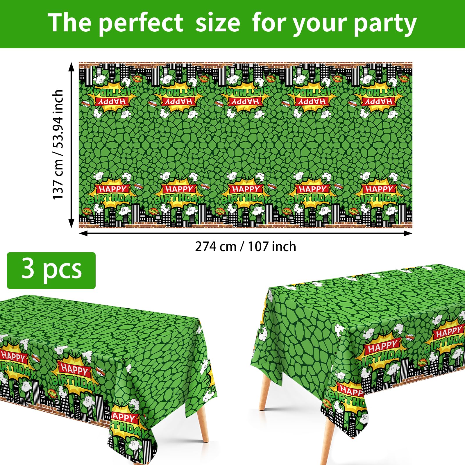 3Pcs Turtle Birthday Party Tablecloth - Grencian