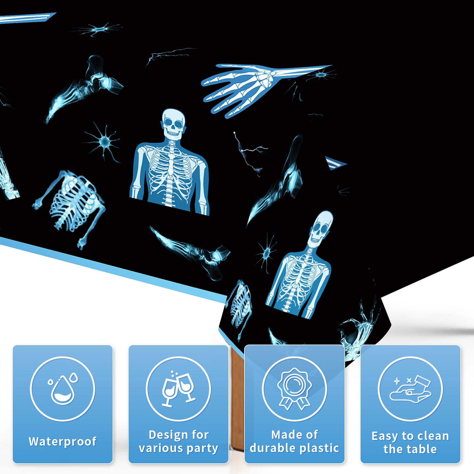 3Pcs X Ray Skeleton Party Tablecloth - Grencian