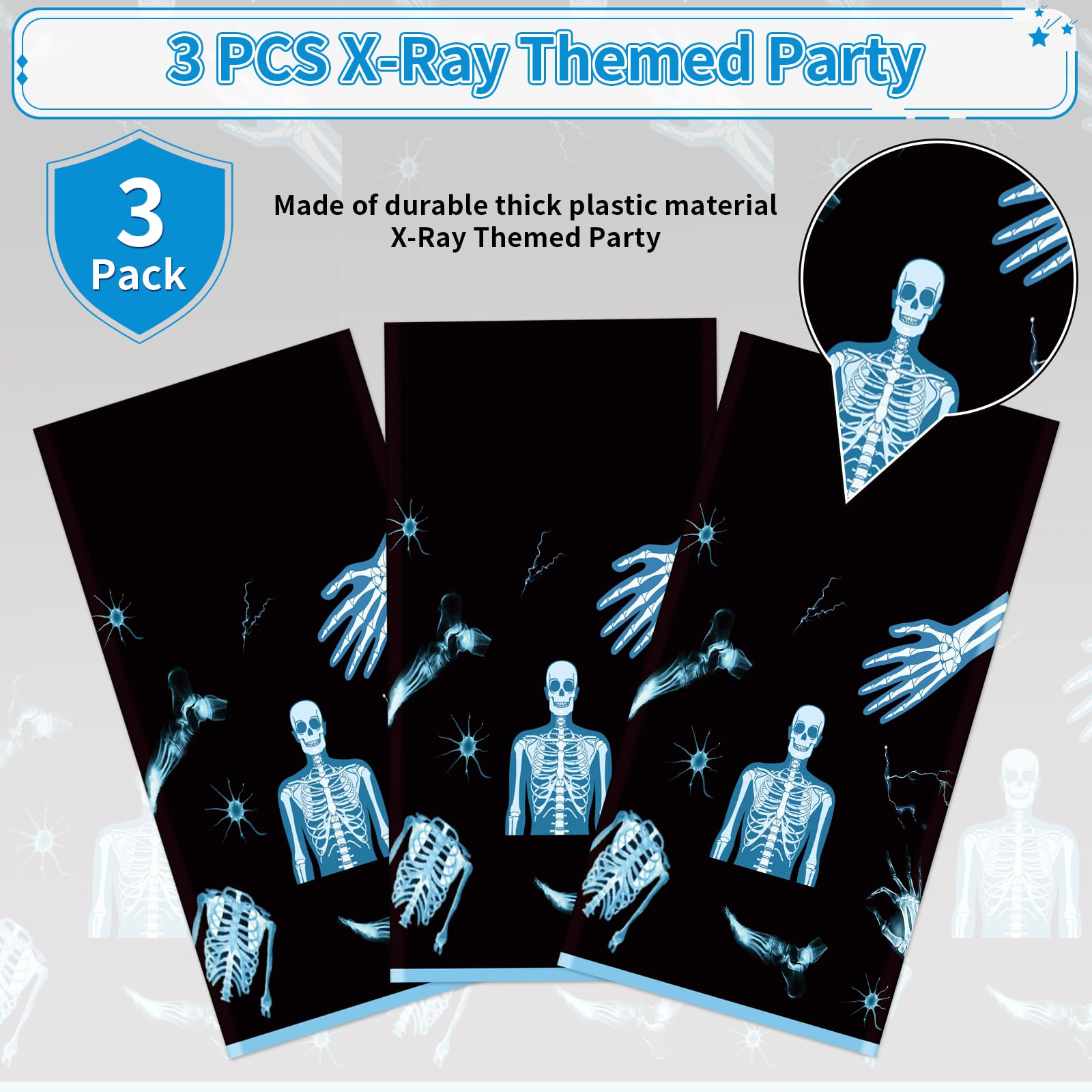 3Pcs X Ray Skeleton Party Tablecloth - Grencian