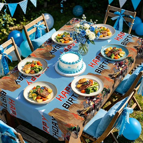 3Pcs ATV Quad Bike Party Tablecloth 54" x 108" - Dirt Bike Four Wheeler Racing Rectangle Table Cover for Boys Teens - Grencian