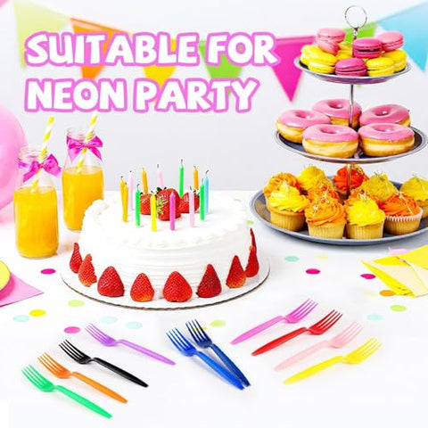 420 Pcs Rainbow Disposable Plastic Forks - Grencian