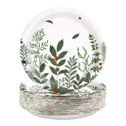50 Pcs 10 Inch Berries and Pine Party Paper Plates - Grencian