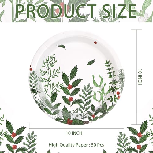 50 Pcs 10 Inch Berries and Pine Party Paper Plates - Grencian