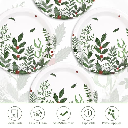 50 Pcs 10 Inch Berries and Pine Party Paper Plates - Grencian