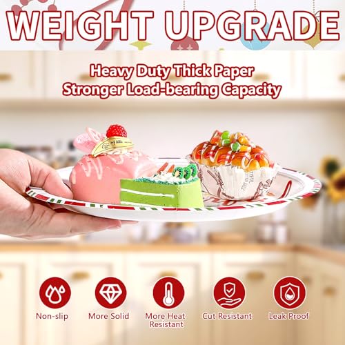 50 Pcs 10 Inch Christmas Wonderful Time Party Paper Plates - Grencian