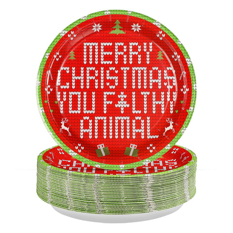 50 Pcs 10 Inch Funny Xmas Movie Party Paper Plates - Grencian
