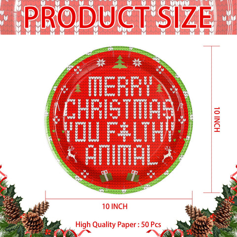 50 Pcs 10 Inch Funny Xmas Movie Party Paper Plates - Grencian