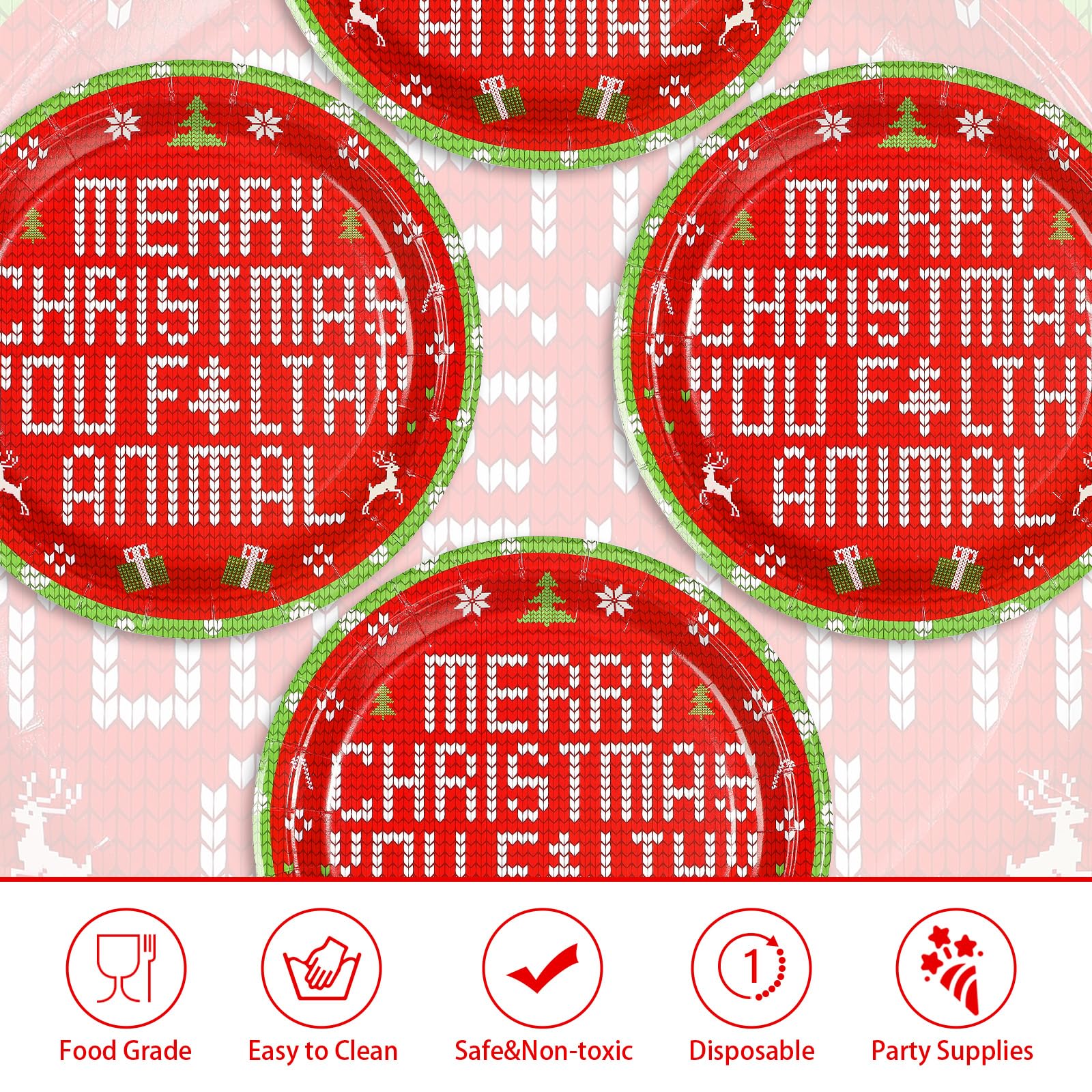 50 Pcs 10 Inch Funny Xmas Movie Party Paper Plates - Grencian