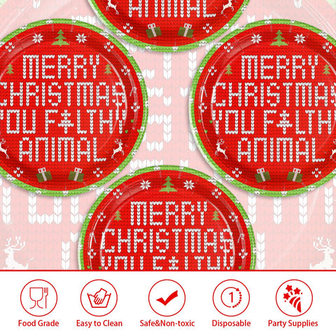50 Pcs 10 Inch Funny Xmas Movie Party Paper Plates - Grencian