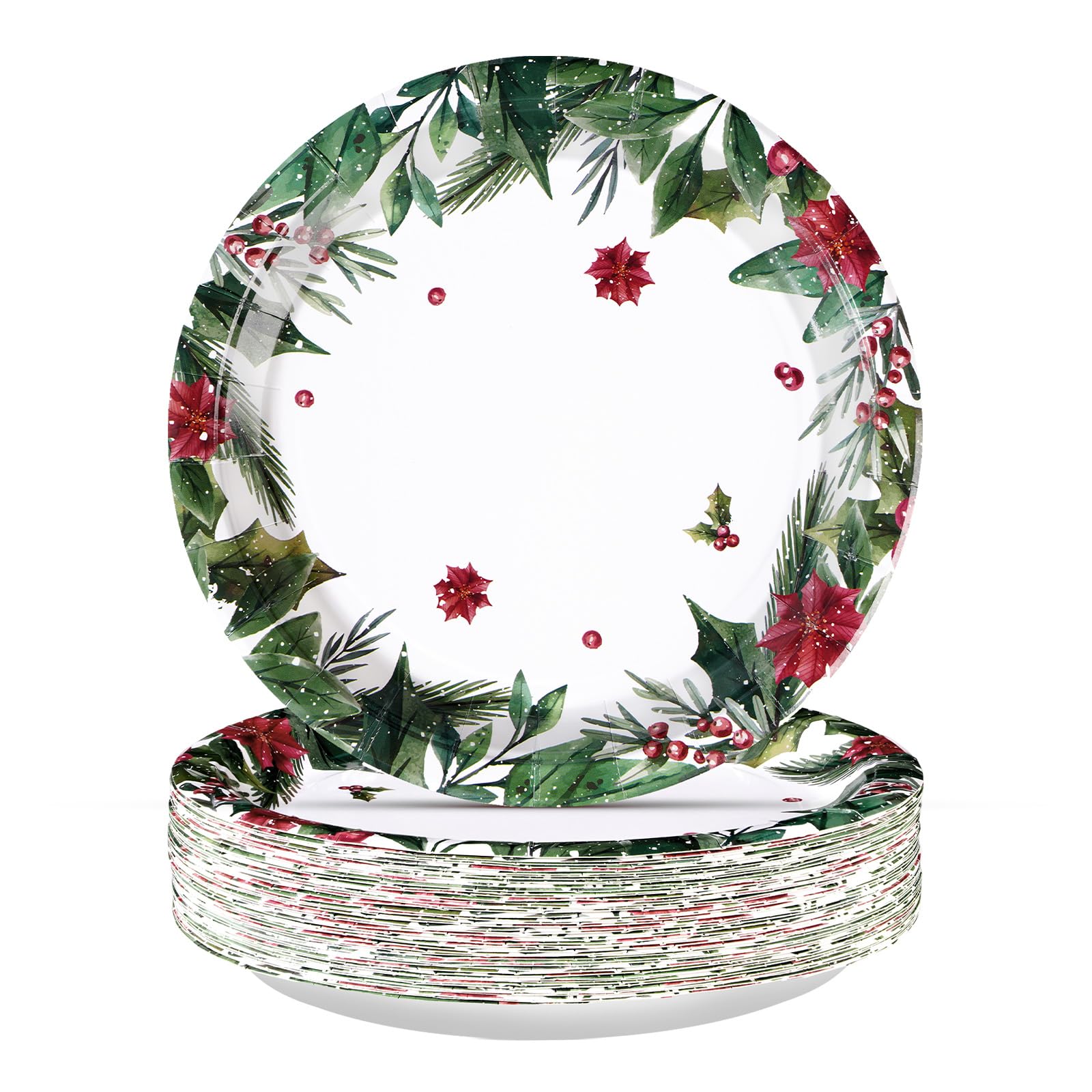 50 Pcs 10 Inch Green Leaves Party Paper Plates - Grencian