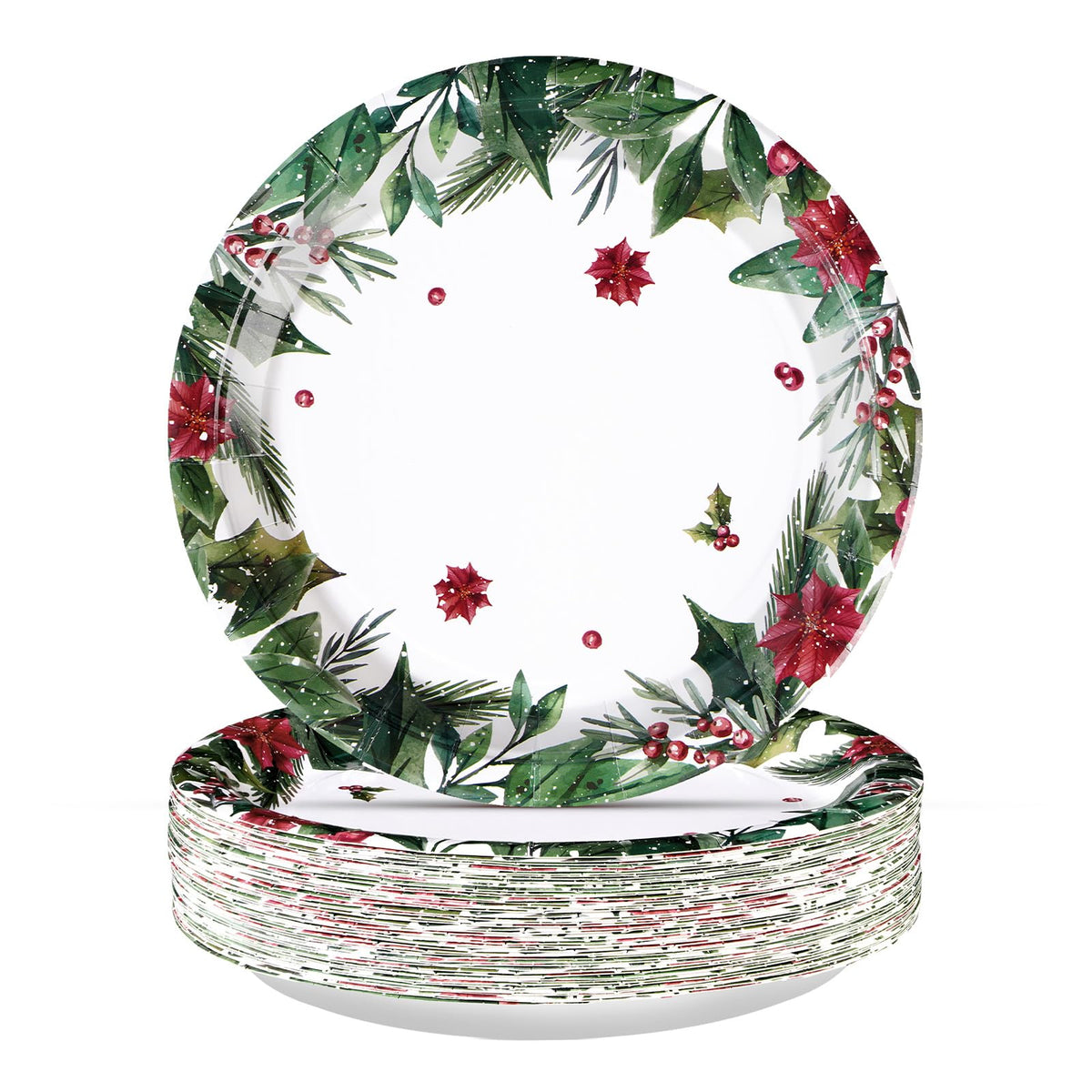 50 Pcs 10 Inch Green Leaves Party Paper Plates - Grencian