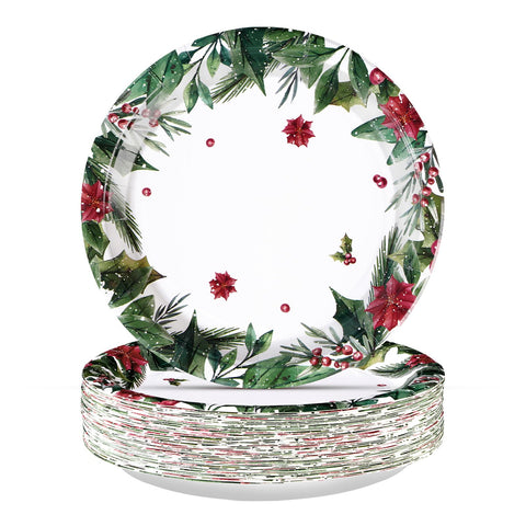 50 Pcs 10 Inch Green Leaves Party Paper Plates - Grencian