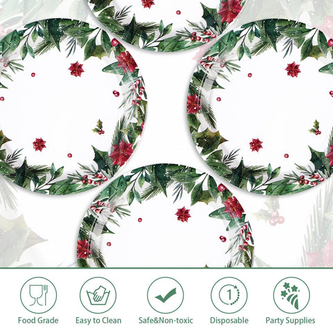 50 Pcs 10 Inch Green Leaves Party Paper Plates - Grencian