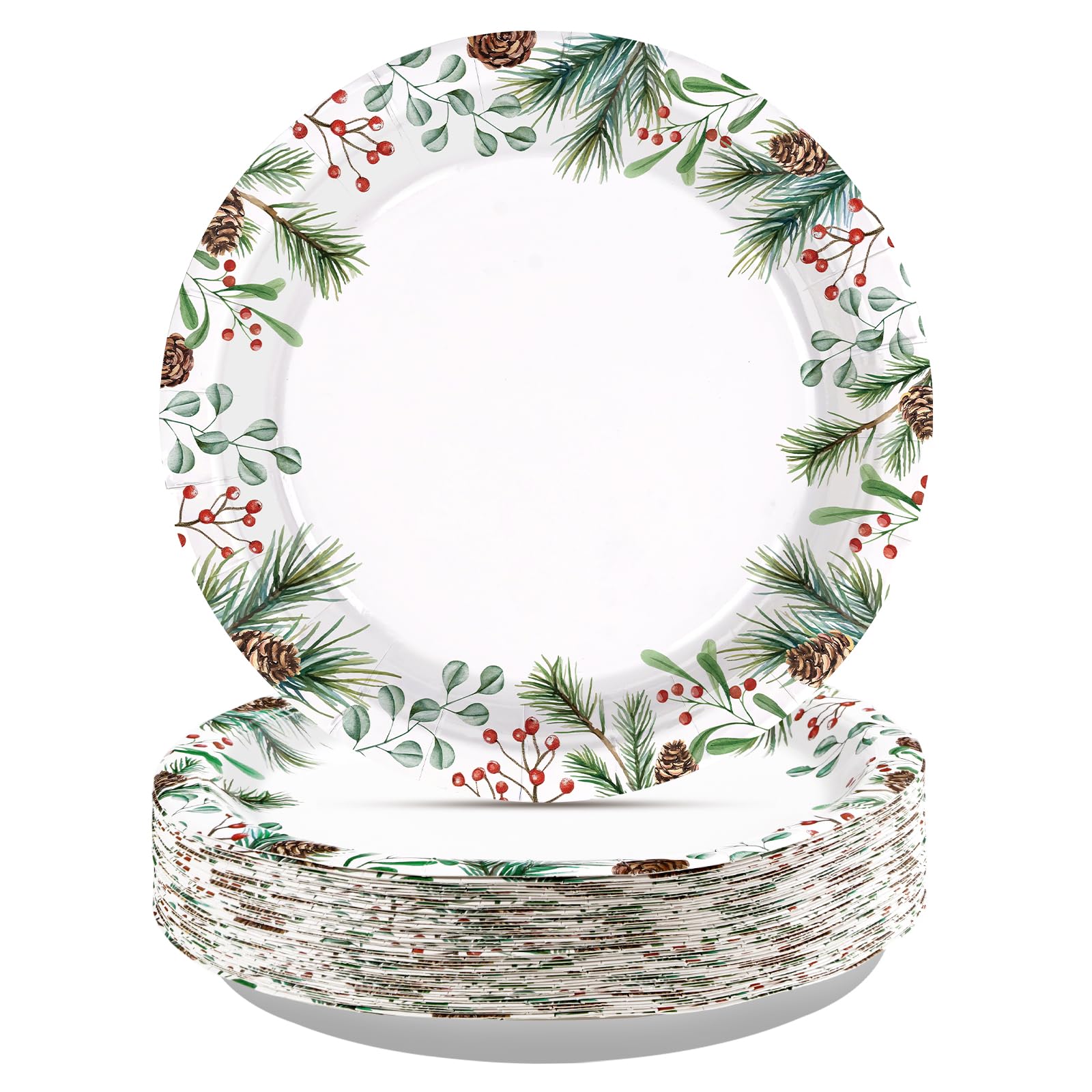 50 Pcs 10 Inch Holly Leaves Party Paper Plates - Grencian