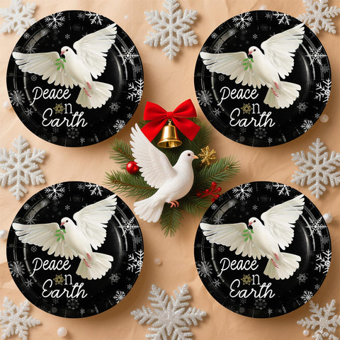 50 Pcs 10 Inch Peace on Earth Pigeon Party Paper Plates - Grencian
