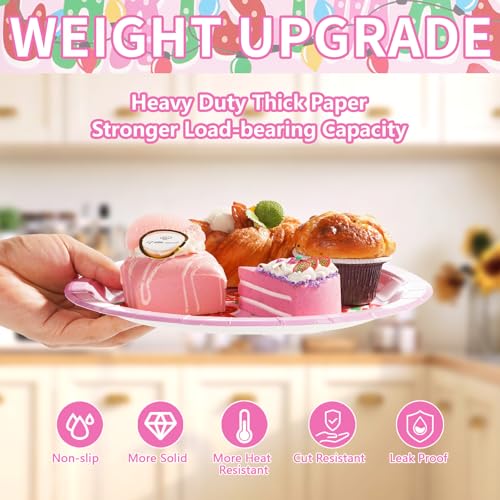 50 Pcs 10 Inch Pink Christmas Party Paper Plates - Grencian