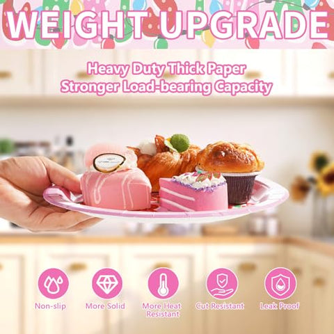 50 Pcs 10 Inch Pink Christmas Party Paper Plates - Grencian