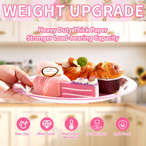 50 Pcs 10 Inch Pink Santa Party Paper Plates - Grencian