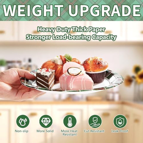 50 Pcs 10 Inch Red Green Gingham Party Paper Plates - Grencian