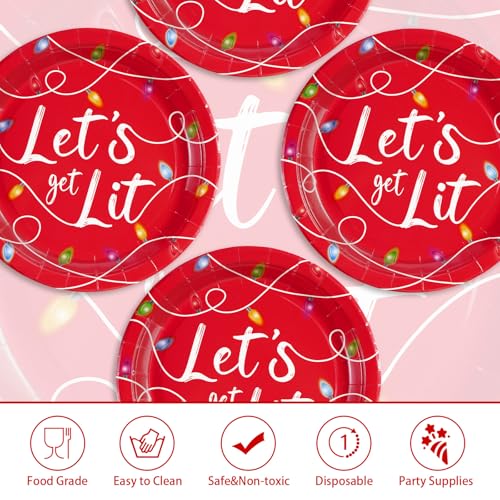 50 Pcs 10 Inch Red Light Bulb Party Paper Plates - Grencian