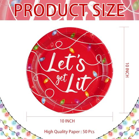 50 Pcs 10 Inch Red Light Bulb Party Paper Plates - Grencian