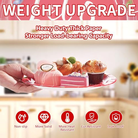 50 Pcs 10 Inch Red Light Bulb Party Paper Plates - Grencian