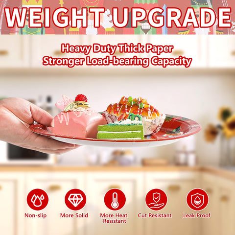 50 Pcs 10 Inch Red Nutcracker Party Paper Plates - Grencian