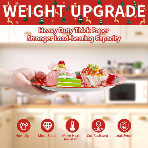 50 Pcs 10 Inch Red Pine Deer Party Paper Plates - Grencian