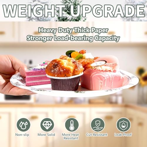 50 Pcs 10 Inch Snowy Pine Tree Party Paper Plates - Grencian