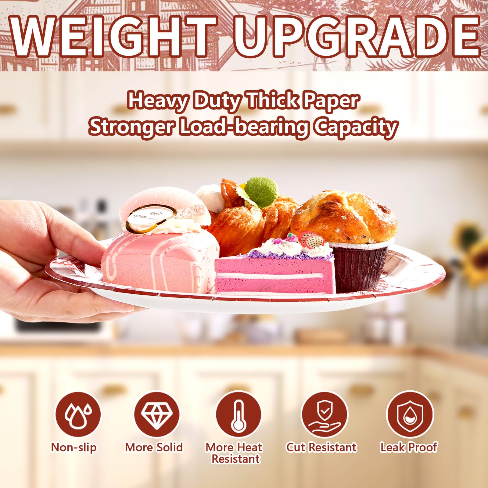 50 Pcs 10 Inch Winter Village Party Paper Plates - Grencian