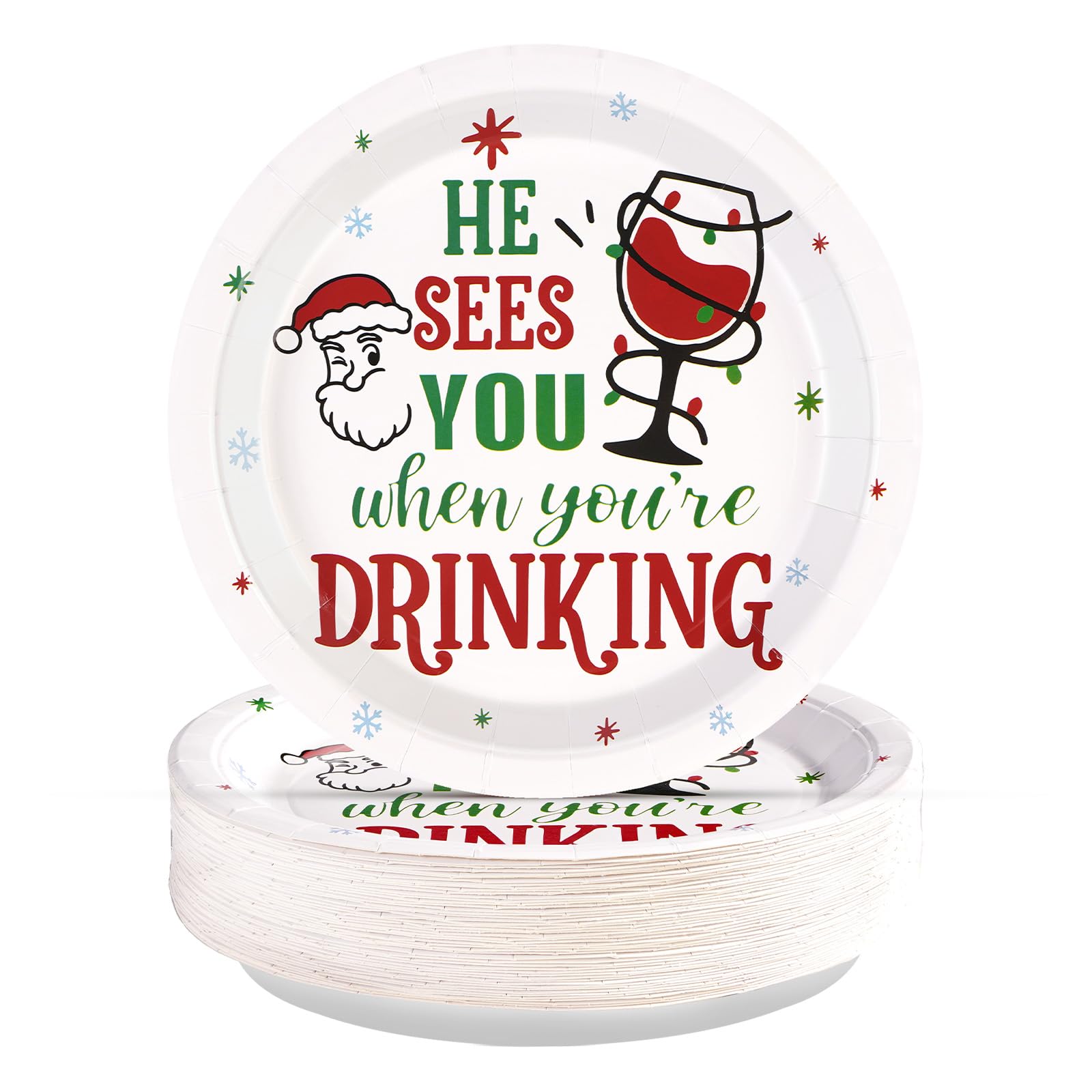 50 Pcs 10 Inch Xmas Drinking Party Paper Plates - Grencian
