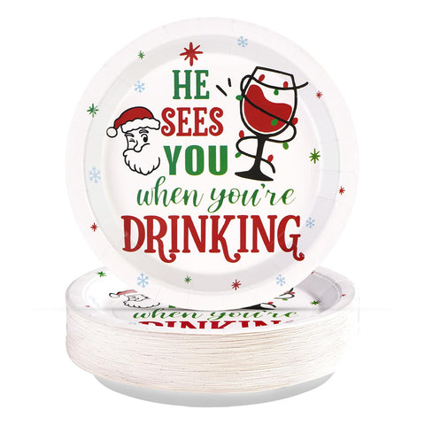 50 Pcs 10 Inch Xmas Drinking Party Paper Plates - Grencian