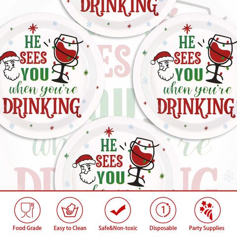 50 Pcs 10 Inch Xmas Drinking Party Paper Plates - Grencian