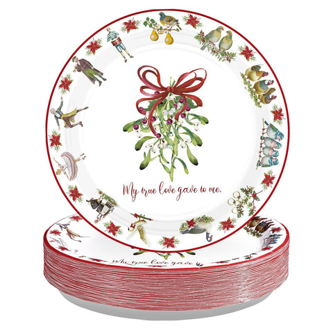 50 Pcs 10-inch 12 Days of Christmas Party Paper Plates - Grencian