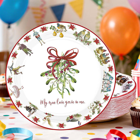 50 Pcs 10-inch 12 Days of Christmas Party Paper Plates - Grencian