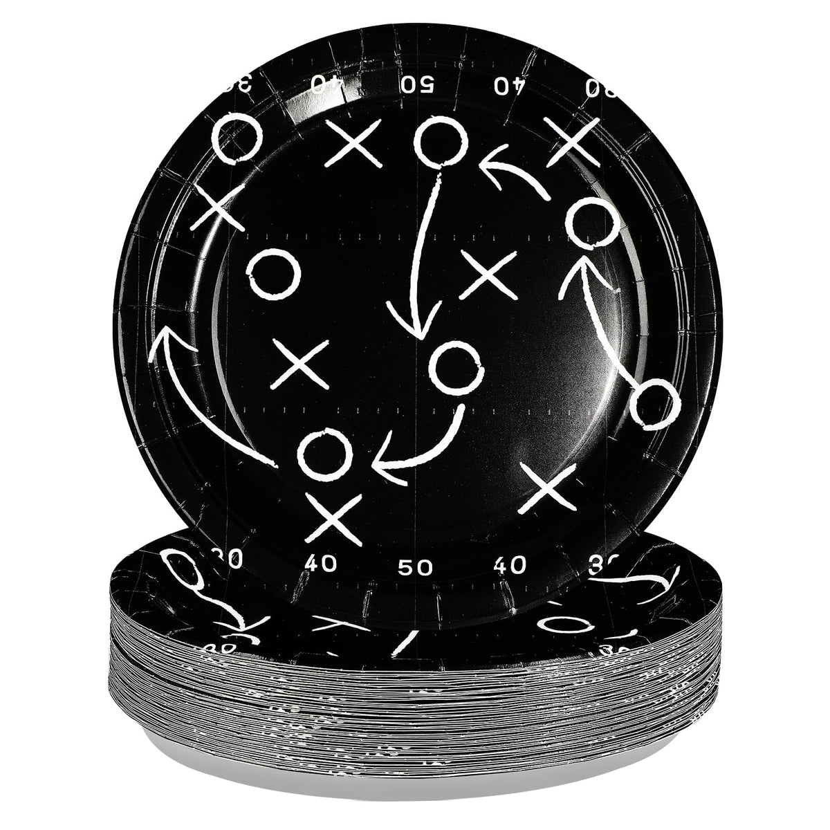 50 Pcs 10-inch Black Football Party Paper Plates - Grencian