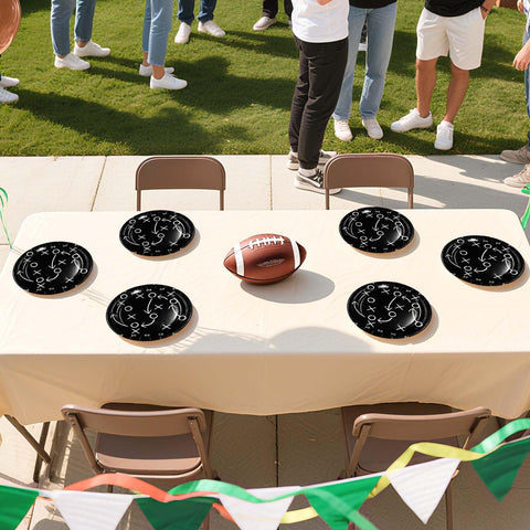 50 Pcs 10-inch Black Football Party Paper Plates - Grencian