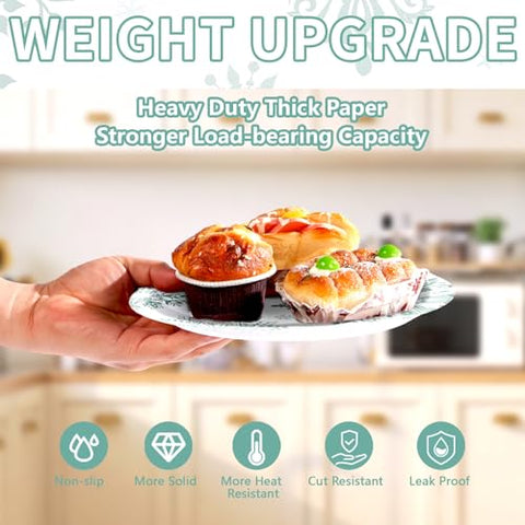 50 Pcs 10-inch Blue Snowflake Party Paper Plates - Grencian