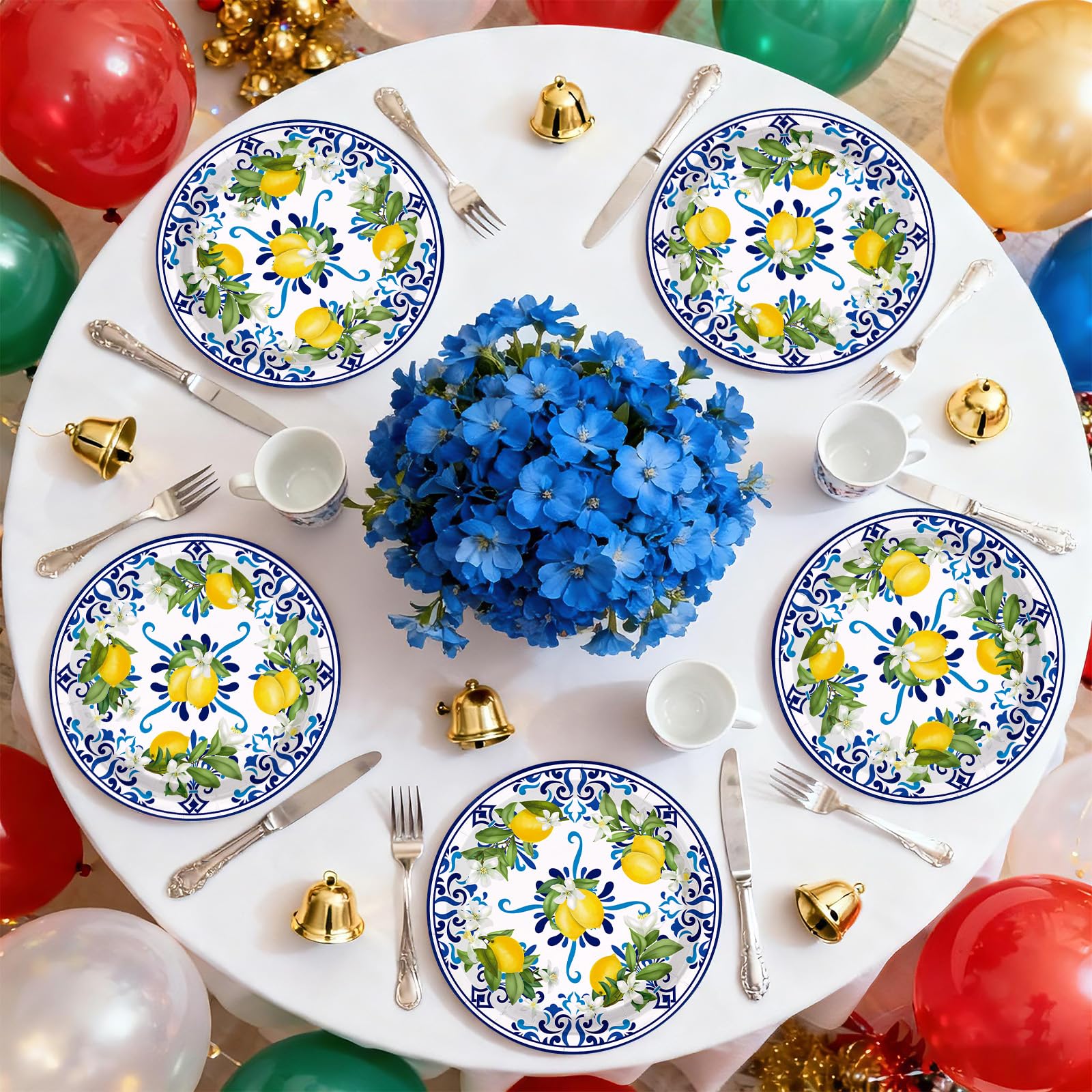 50 Pcs 10-inch Capri Lemon Party Paper Plates - Grencian